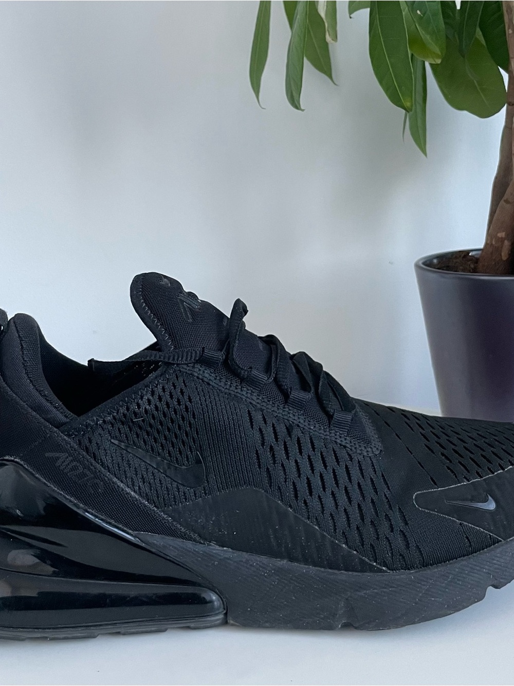 Men Size 12 Nike Air Max 270 Triple Black Shoes